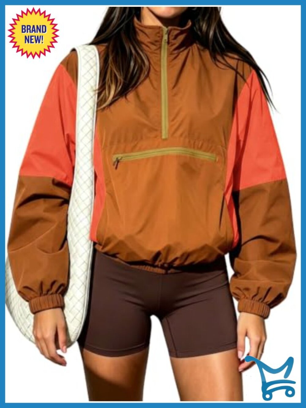 Womens Quarter Zip Windbreaker Lightweight Pullover Jacket